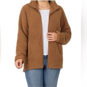 Brown teddy jacket (Size M)